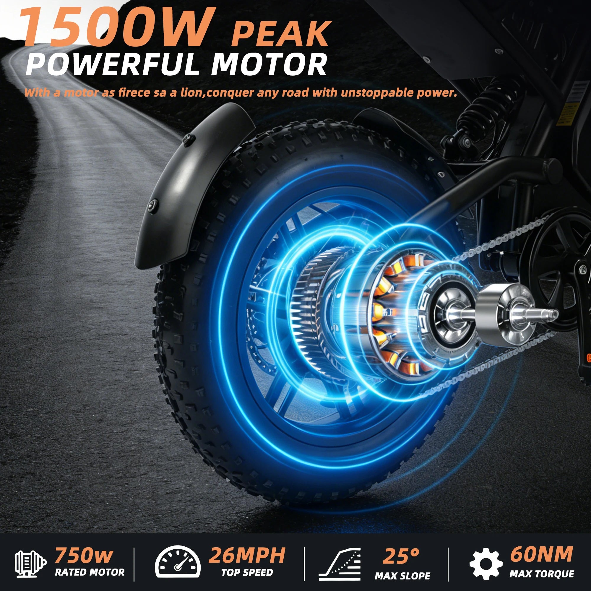 MiNi Electric Bikes for Teens, 1500W Motor 26MPH High Speed E-Bike, 50 Mile Range 48V 15Ah Battery, Commuting Ebike 13+