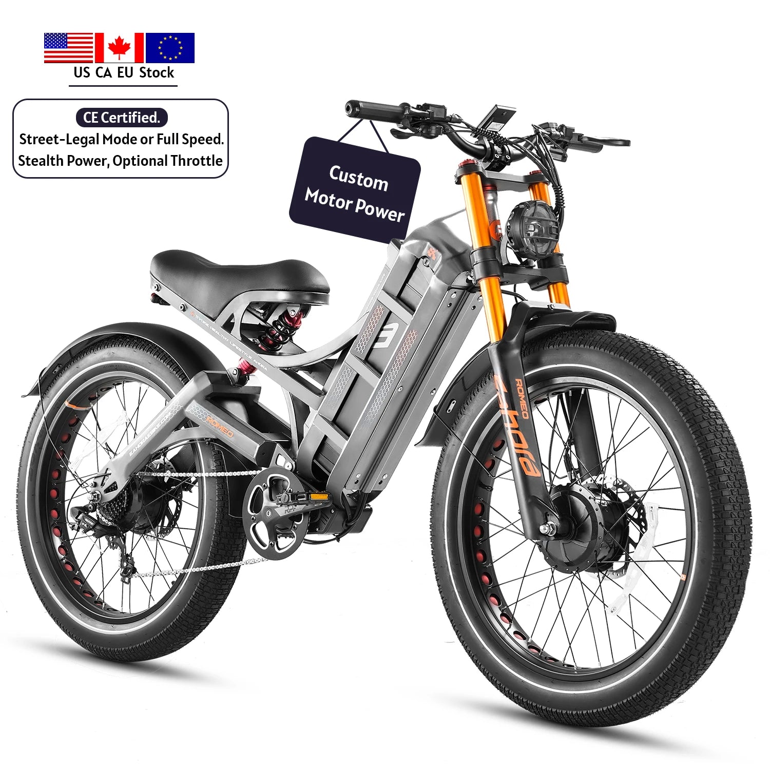 JYF Eahora Dual Motor 52V Lithium Battery Steel Frame Electric City Commuter Bike 250W Rear Pedal Fender City Transportation