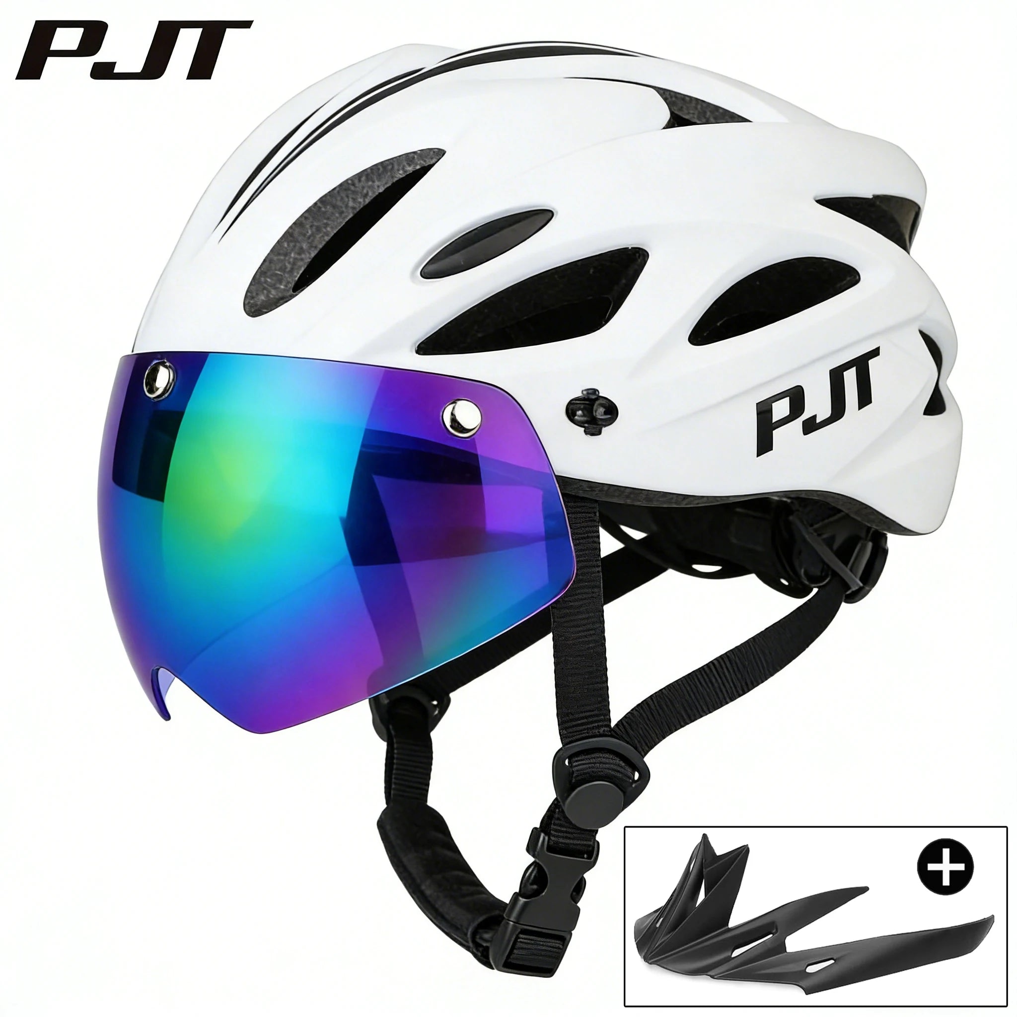 PJT Bicycle Helmet 4 In 1 With Magnetic Attraction Goggle Len /Sun Visor Safety Helmet Adult Bike Helmet Road MTB Cycling Helmet