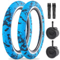 WEEROCK Bike Tire Kid Bike Tires 20 Inch Tires 2 Pack 20 x 2.1 Folding Bead Replacement Tyre with 20 Inch Inner Tubes for 20 Inch Bicycles Child Bike MTB Mountain Bike BMX Blue Black