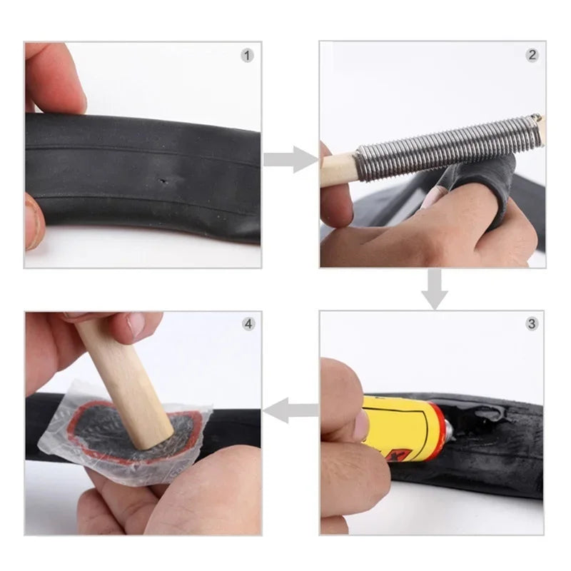 48pcs Bicycle Cold Glue + Glue Bicycle Tire Repair Tool Set Tire Repair Kits Patch Rubber Fetal