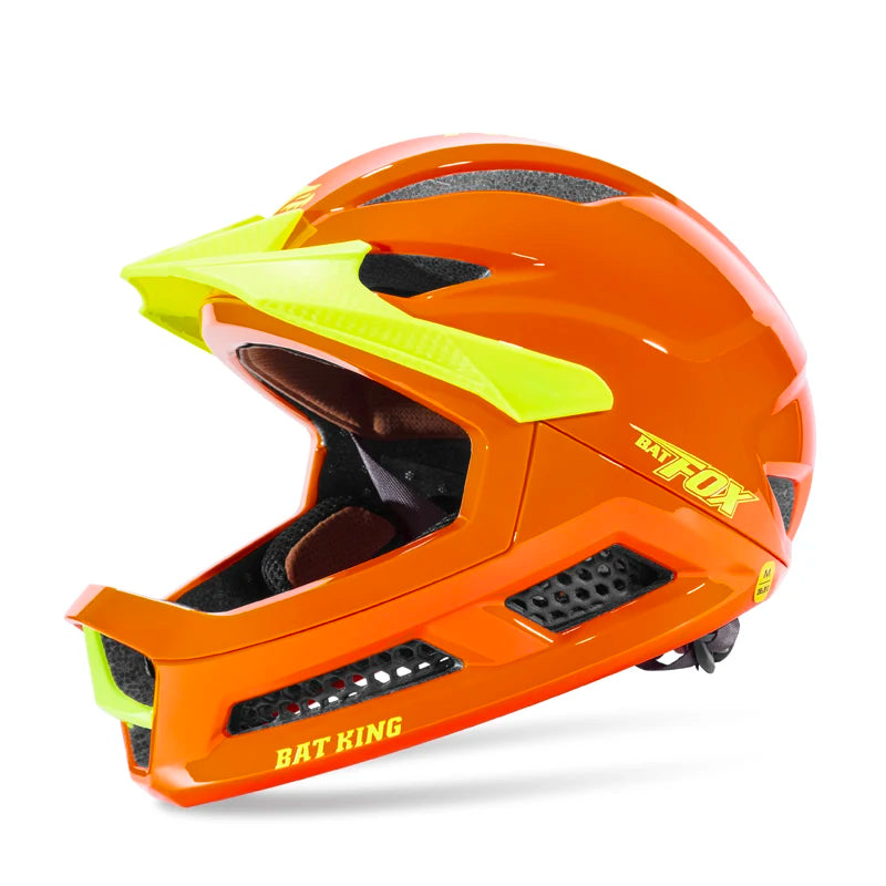 BATFOX Kids Full Face Cycling Helmet MTB Bicycles Balance bikes Skate Scooter Children Competition-grade Safety Sports Gear