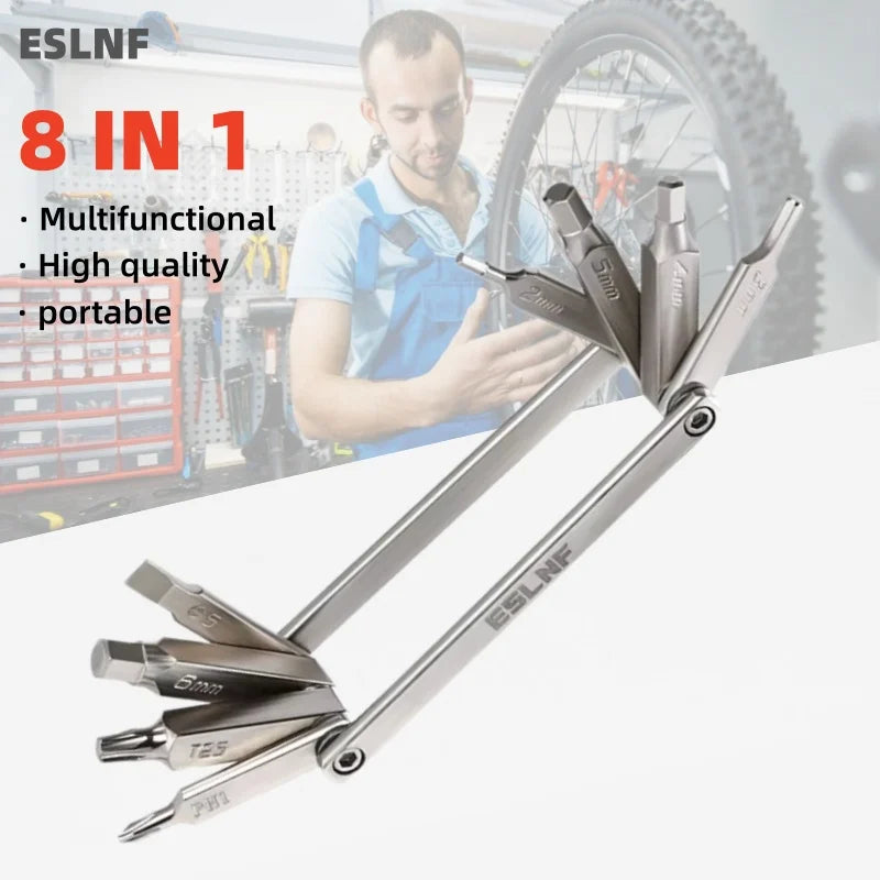 ESLNF 8 in 1 Bicycle Tool Set Portable CR-V Steel Bike Multifunction Repair Kit Hex Wrench Bicycle Repair Tool Kits