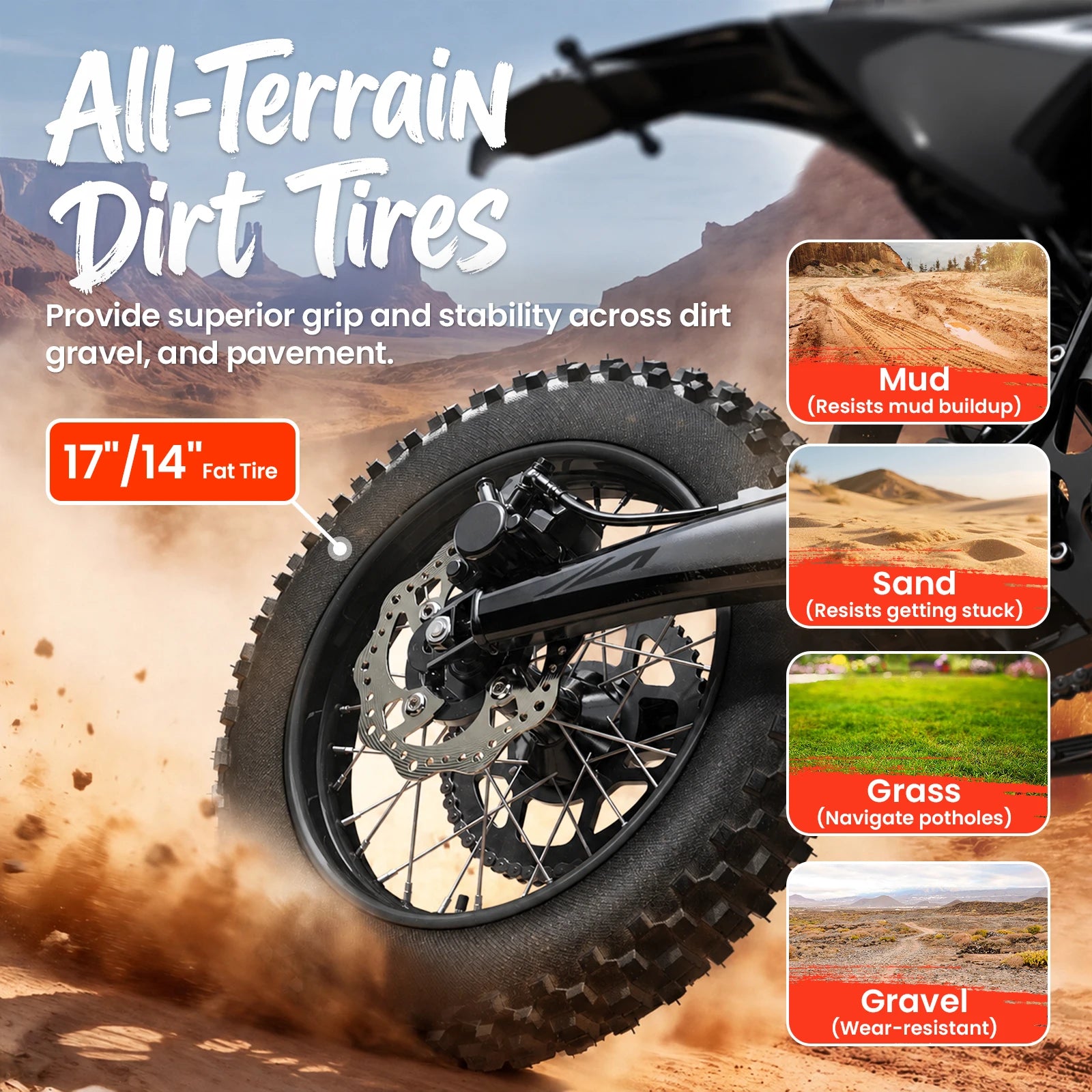 QRONGE X1 Spark L Electric Dirt Bike, 4500W Peak Electric Bicycle, 60V 28.8Ah Up to 50MPH & 60 Miles Electric Motorcycle, Full Suspension 17"/14" Off-Road Tire E-Dirt Bike for Adults Teens 1-Year Warranty