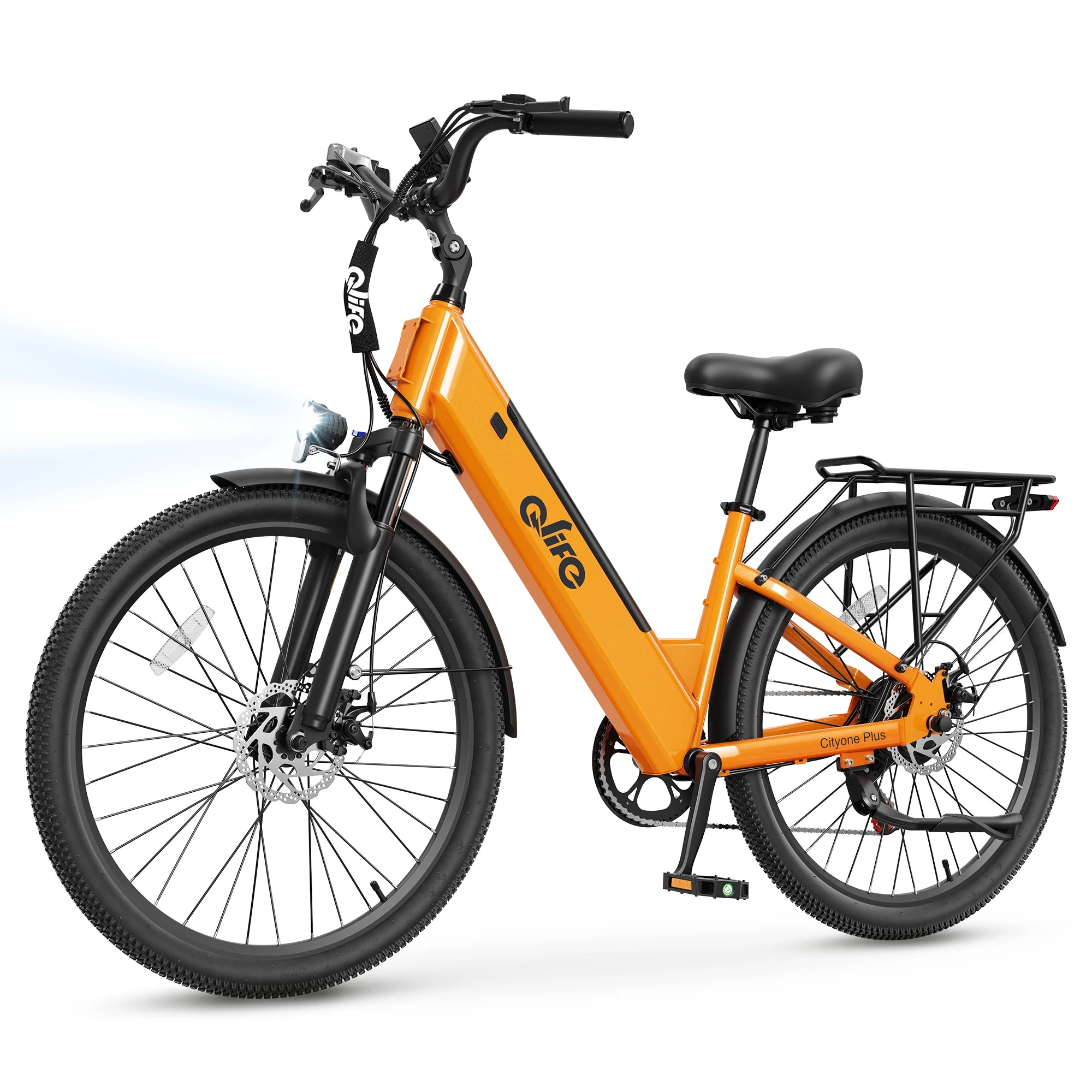 Qlife Cityone Plus St Electric Bike for Adult, Peak 1500W Motor 48V 15Ah Battery, 28MPH 80 Miles, 26“ Step-Thru Electric Bicycle, 7-Speed Commute E-Bike