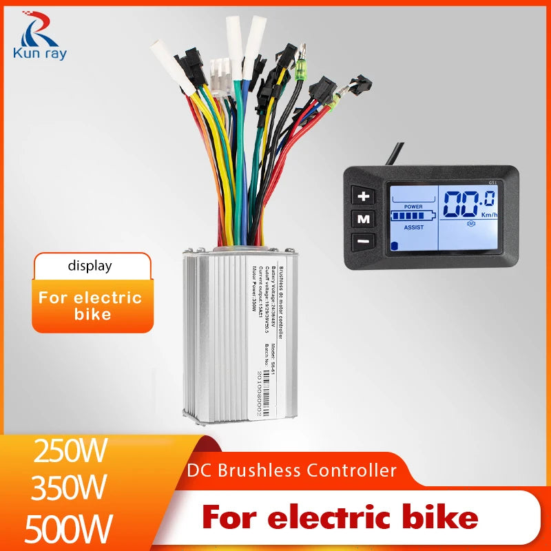 24V 36V 48V 250W-500W Electric Bike Controller with Display – E-Bicycle Conversion Kit Accessory