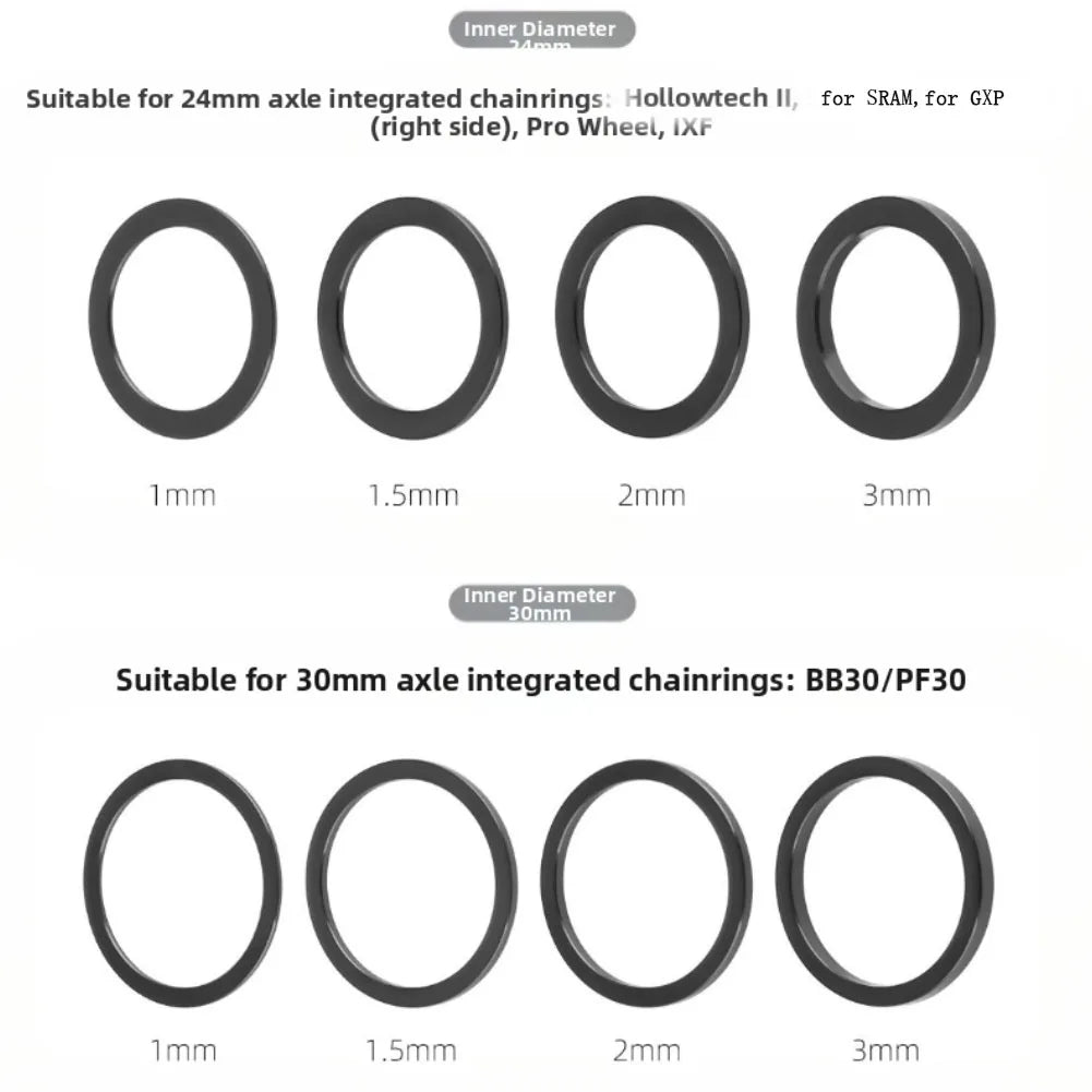 Bicycle Bottom Bracket Crank Washer 24/30mm BB86 91 PF30 BB30 Aluminum Alloy Integrated Hollow Crankshaft Gasket Bike Parts