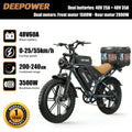 Deepower S8 Electric Bicycle Dual drive 3500W Dual Motor Electric Bike 48V 60AH Removable Battery 20 Inch Fat Tire Adult Ebike