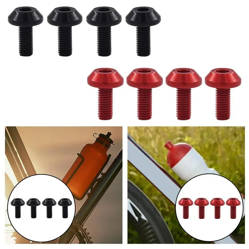 4Pcs High-Strength Aluminum Alloy M5 Bottle Cage Mounting Bolts for Mountain Bikes Road Bicycles and Cycling Accessories