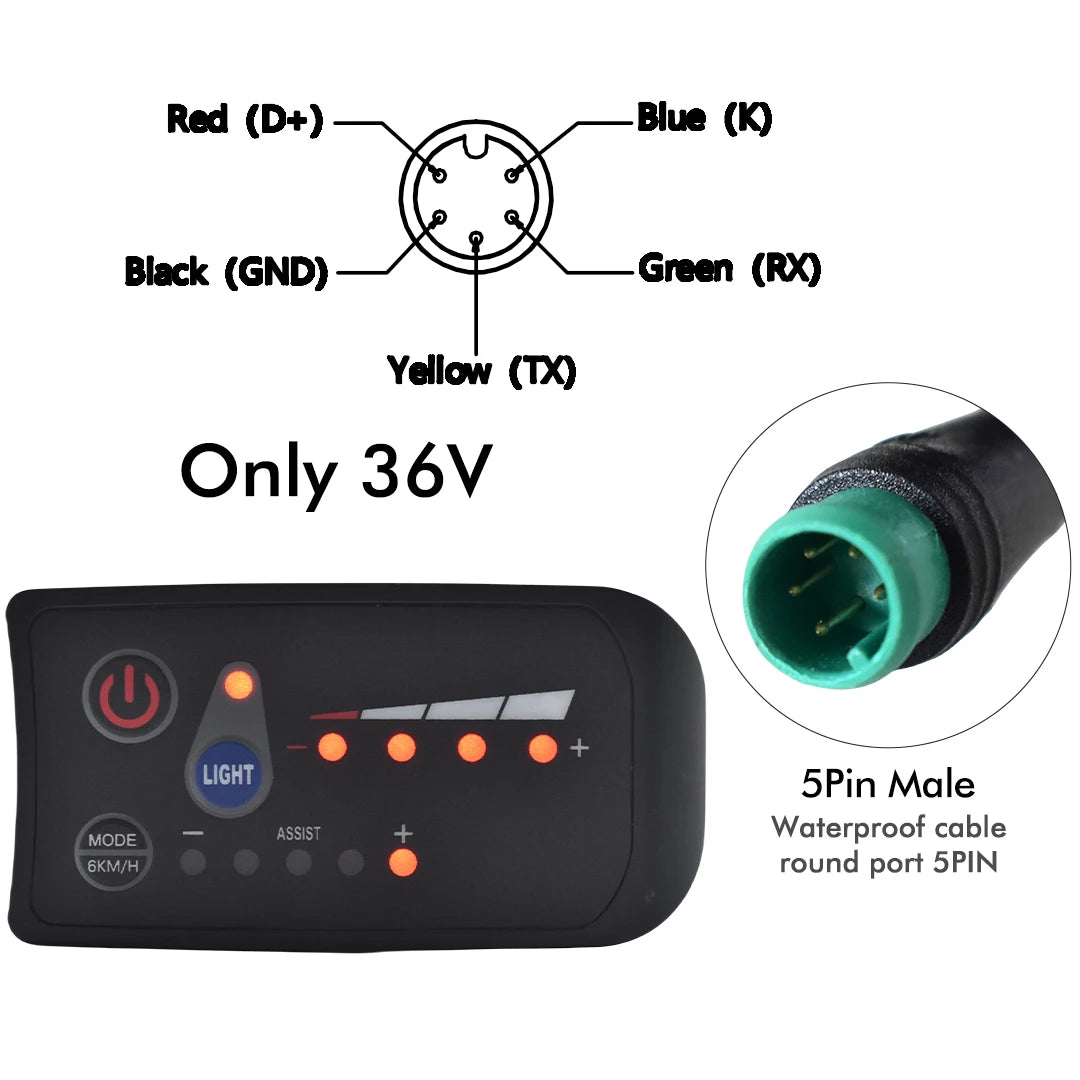UART2 Electric Bicycle Display LCD LED Display 24V/36V/48V/60V/72V  E Scooter LCD Panel Color Screen for Electric Bike Kit Parts