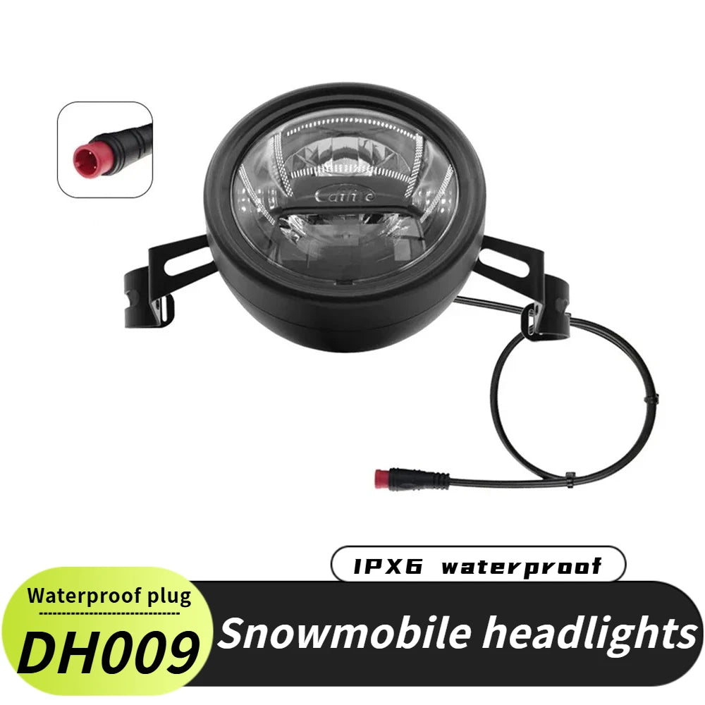 Bicycle Lights Electric Bike Front Lamp Snowmobile Modified Headlight 12V-48V External Headlight Waterproof Connector Headlight
