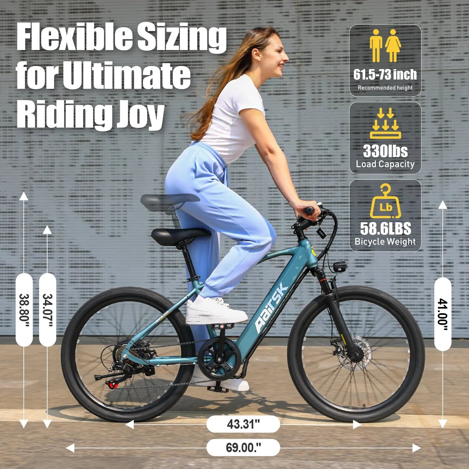 GT900 Electric Bike for Adults 24", Electric Mountain Bike Equipped with 400W(748W Peak) Motor, 25MPH Max Speed, 36V 13Ah Removable Battery, Shimano 7 Speed & Front Suspension for Off-Road Mountain Riding