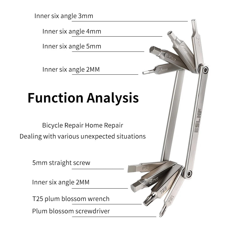 ESLNF 8 in 1 Bicycle Tool Set Portable CR-V Steel Bike Multifunction Repair Kit Hex Wrench Bicycle Repair Tool Kits Bicycle Tool