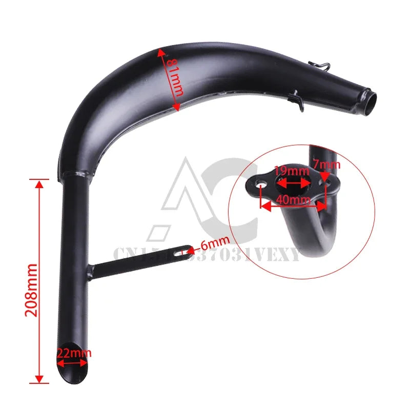 Exhaust Pipe Muffler Black Fit for 50cc 80cc 2 Stroke Bicycle Gas Engine Curved Exhaust Pipe Motorcycle Parts