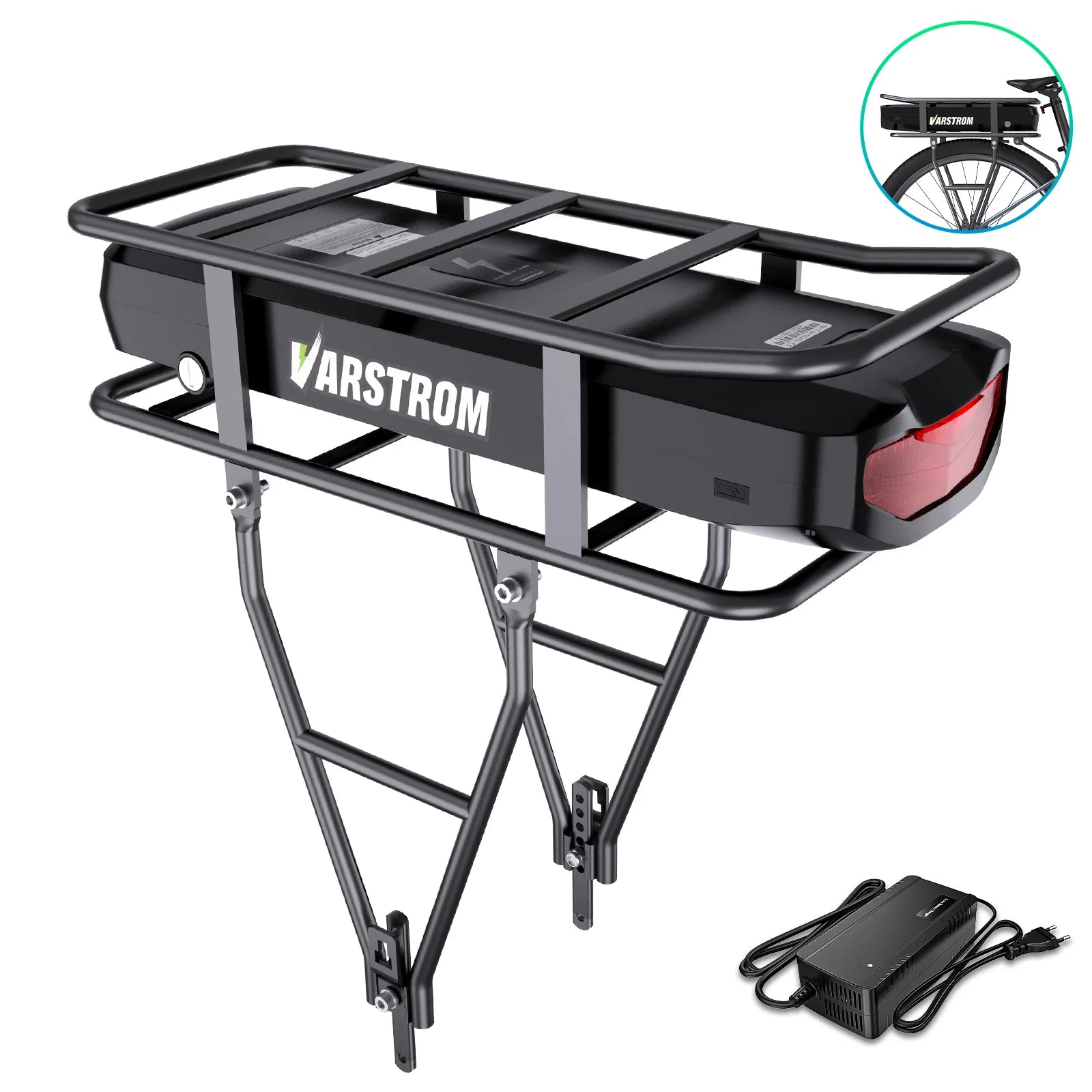 Electric Bike Rack Battery 52V 48V 36V 20.8Ah 18.2Ah Ebike Rear Rack City Shelf Bicycle Lithium Battery Pack for Bafang tsdz2b