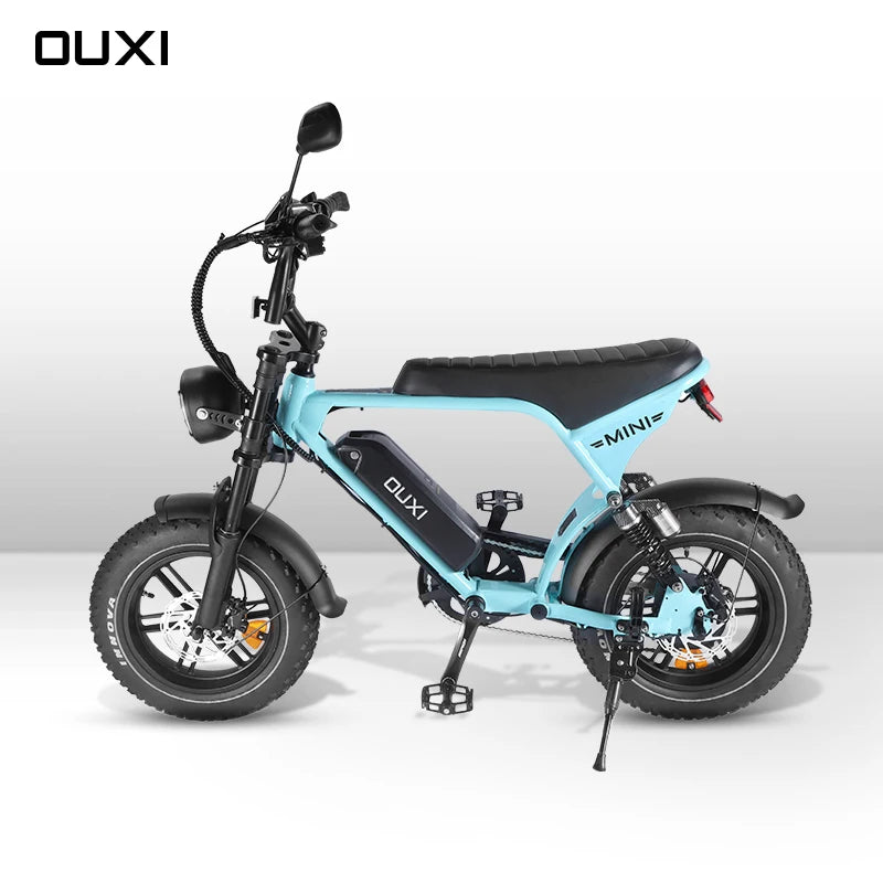 TTYFatbike OUXI Factory V8 Mini Electric Bike 36V Mountain Electric Bike, Fat Tire V20 Mini Off-Road Bike, Electric Hybrid Bike