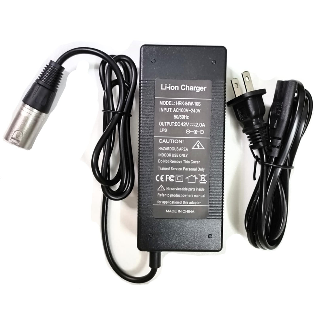 [Verified Fit] 36V Electric Bike Charger 3-Pin XLR 42V 2A Max for Swagtron EB6 Fat-tire Heybike Cityscape for Ecotric Starfish Dolphin Peacedove 20" and more eBikes 36V Lithium Battery Pack Charger