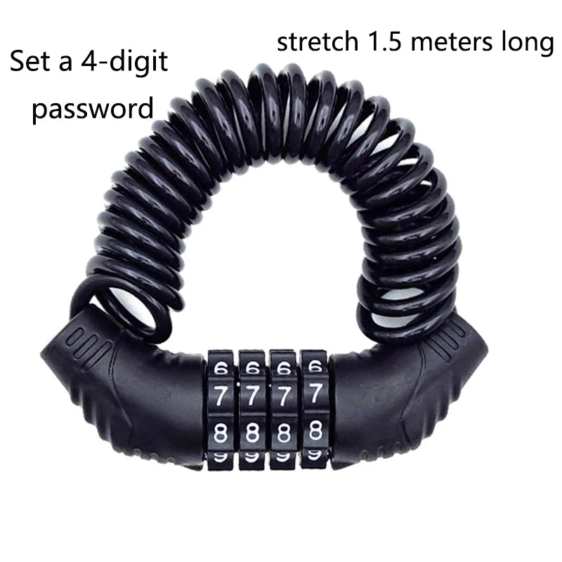 Universal Anti-Theft Password Wire Lock Portable Security Lock for Electric Bike Motorcycle Helmet MTB Road Bicycle Safety Lock