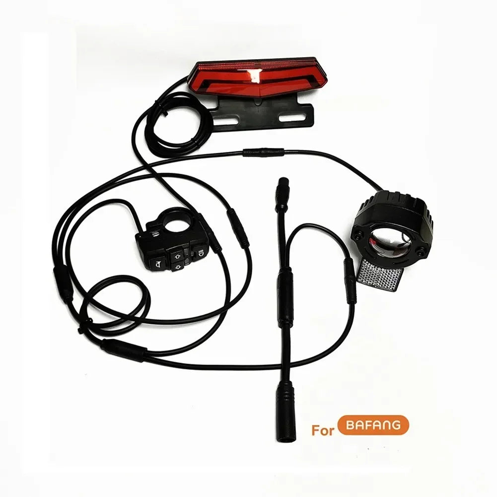 Soverup Electric Bicycle Headlight Tail Light Set Waterproof Line E-bike Front And Rear Lamp Kit Ebike Parts For Bafang BBS01 BB