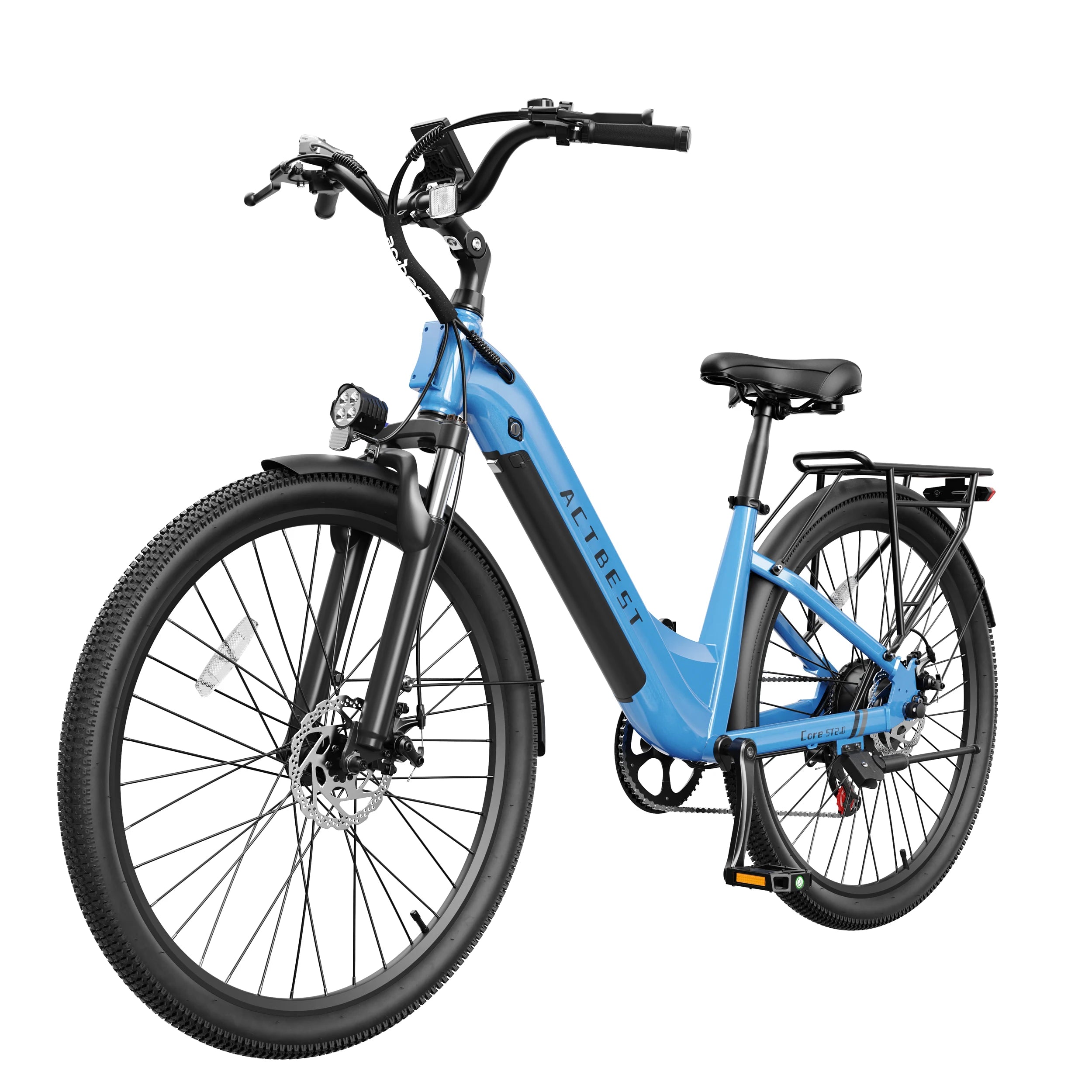 ActBest Core 2.0 ST  26" Electric Bike for Adults, 1200W Peak Motor 48V 10.4Ah Battery, 28MPH 55 Miles, 7-Speed Electric Bicycle with Front Suspension, with Free Bike Lock