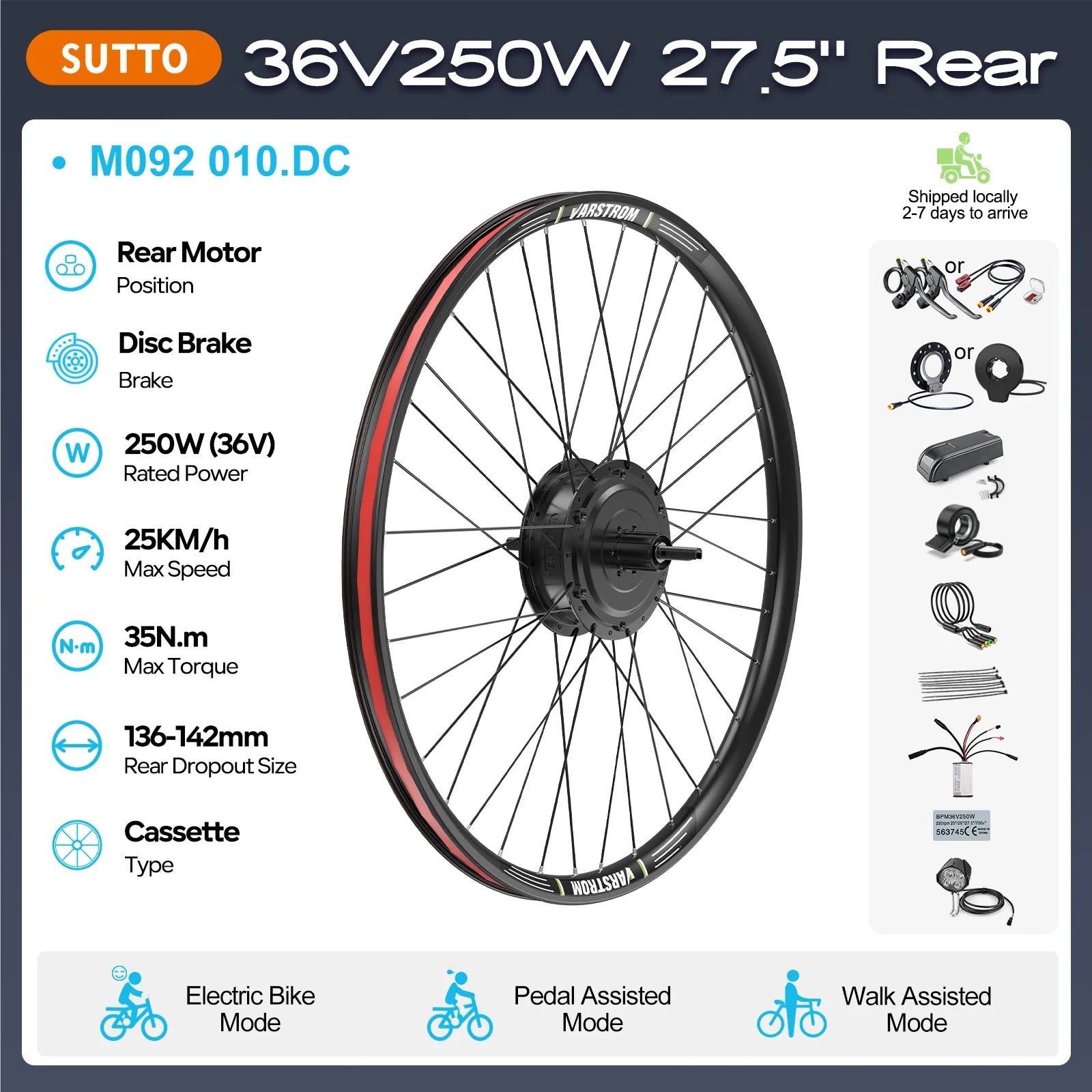 BAFANG 250W-1000W 36V 48V Hub Motor E-Bike Kit – 20-700C Cassette Disc/V-Brake Varstrom eBike Conversion