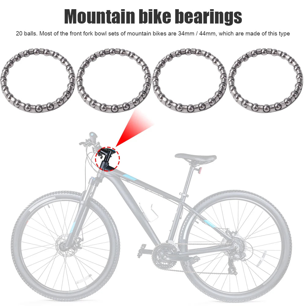 10-50PCS 34/44mm Bicycle Headset Balls Steel Bike Caged Ball Bearing Race Cycling Bearing Set Frame Front Fork Cycling Accessory