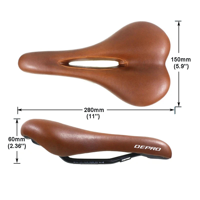 Retro Bicycle Saddle Hollow Cycling Saddle PU Leather Vintage Seat Custion Road Bike MTB Saddle Classic Brown Bike Seat