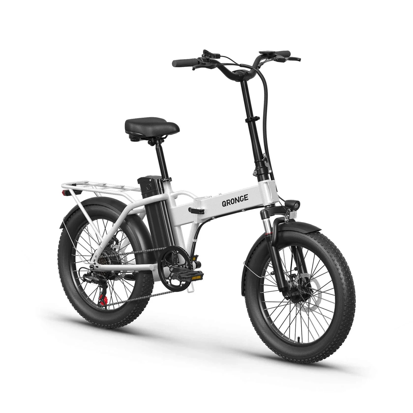QRONGE Waterfall Folding Electric Bicycle 1000W Peak 48V 13.5AH 20' Fat Tire Electric Bike 70 Max Miles E-bike Commute 28MPH Max