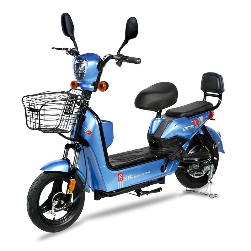 YTYIN 350W Electric City Bike Steel Frame Smart Electronic 48V Ebike Factory Outlet Two Seats Scooter 14-Inch Cheap Electric Bic