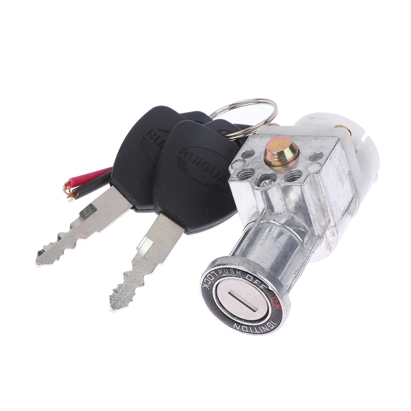 1x Battery Lock 2x Key Bigger Head Type Electric Bicycle Ignition On/Off Key Switch Heavy Load E-bike Li-ion Battery Casing Lock