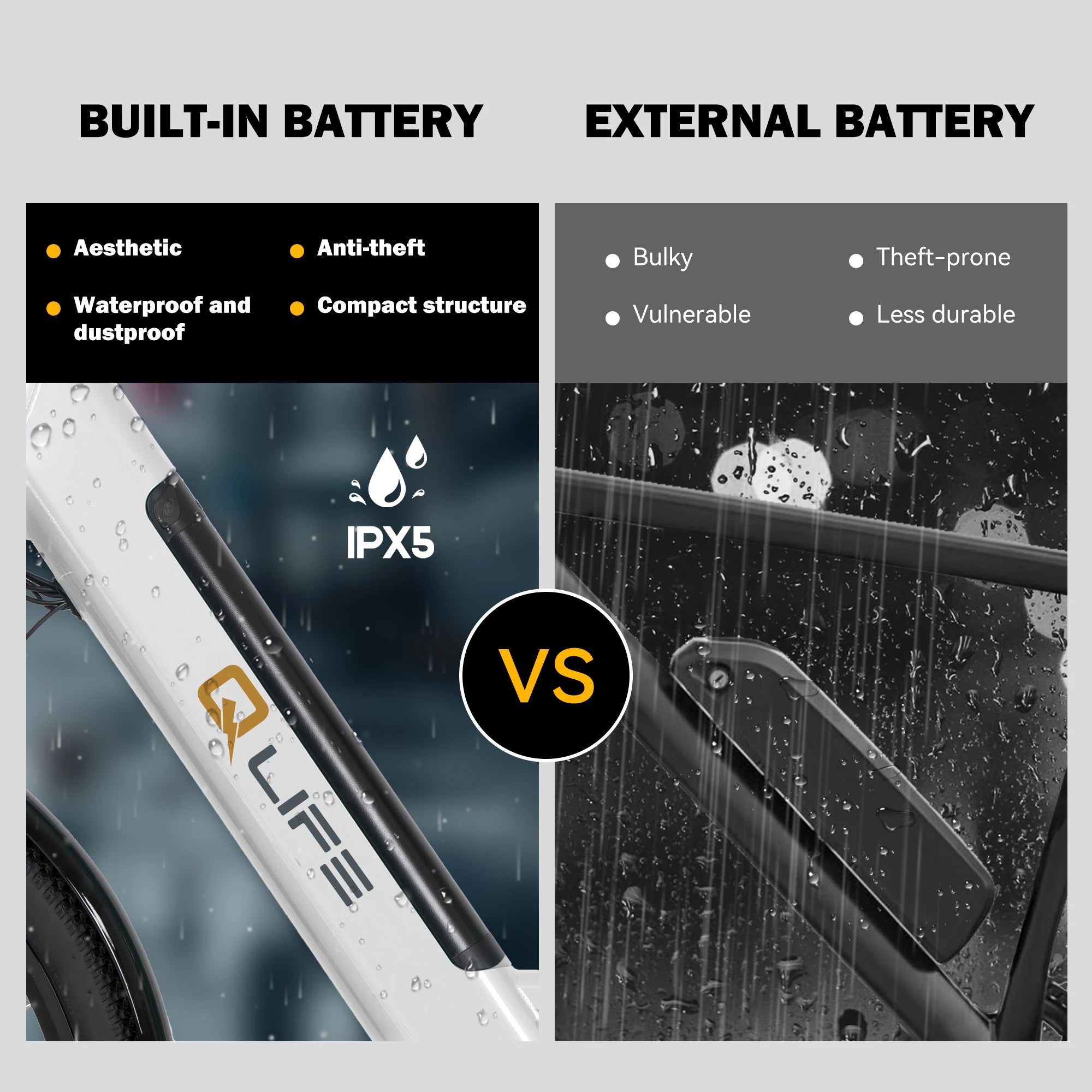 Qlife Cityone 2.0  26" Electric Bike for Adults, 1200W Peak Motor 48V 10.4Ah Battery, 28MPH 55 Miles, 7-Speed Electric Bicycle with Front Suspension