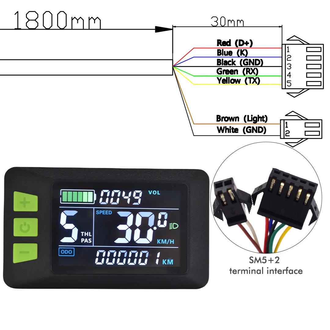 UART2 Electric Bicycle Display LCD LED Display 24V/36V/48V/60V/72V  E Scooter LCD Panel Color Screen for Electric Bike Kit Parts