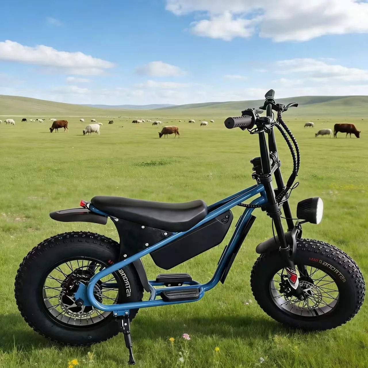 16-inch retro E-Bike, 800W smart motor children's electric scooter, 48V15AH energy-saving lithium battery electric bicycle