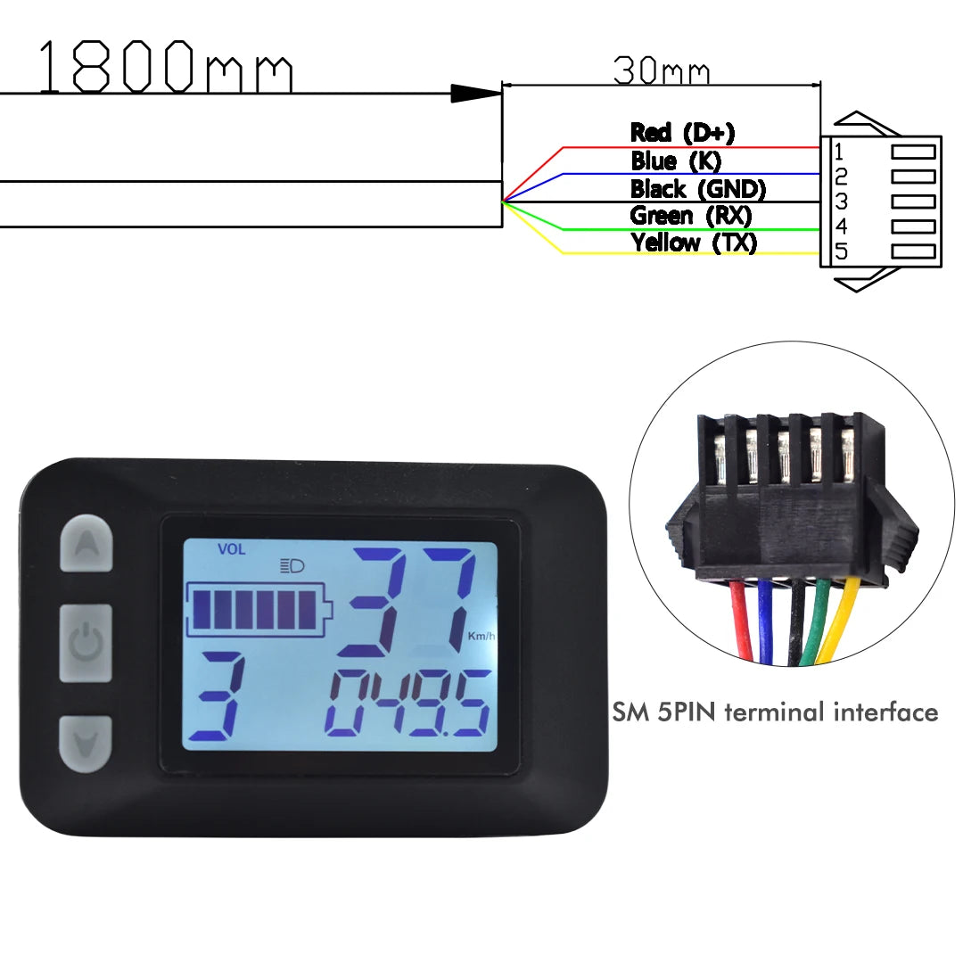 UART2 Electric Bicycle Display LCD LED Display 24V/36V/48V/60V/72V  E Scooter LCD Panel Color Screen for Electric Bike Kit Parts