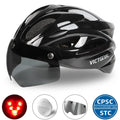 VICTGOAL Adults Bike Helmet Goggles LED Rear Light Men Women Cycling Helmet Road Bicycle Helmets MTB E-Bike Cap Scotter Headgear