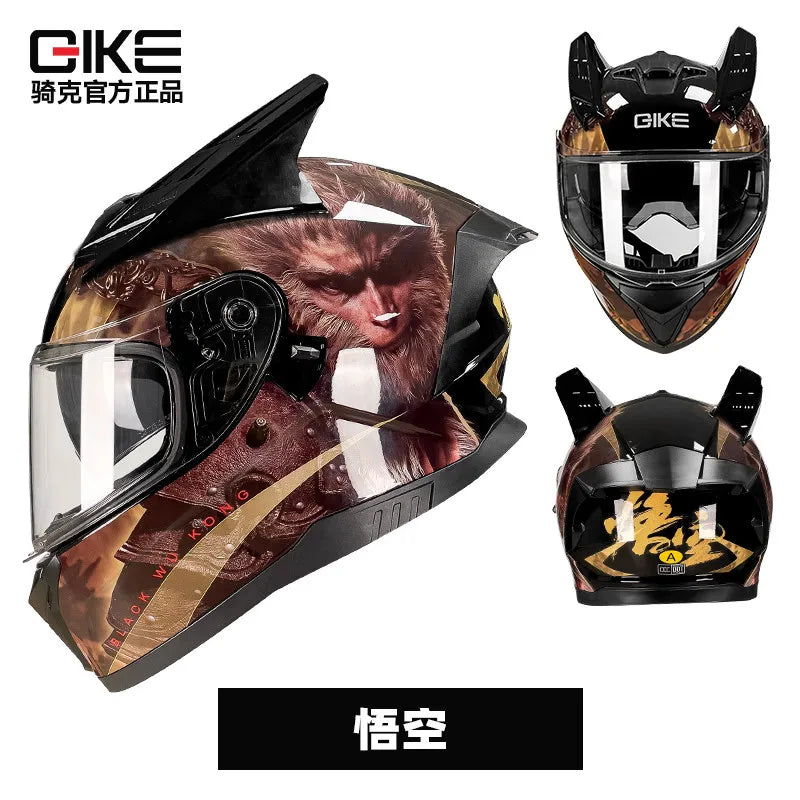 Qike Full-Face Motorcycle & E-Bike Helmet for Men and Women with Built-in Bluetooth, All-Season Use, 3C Certified Safety Helmet