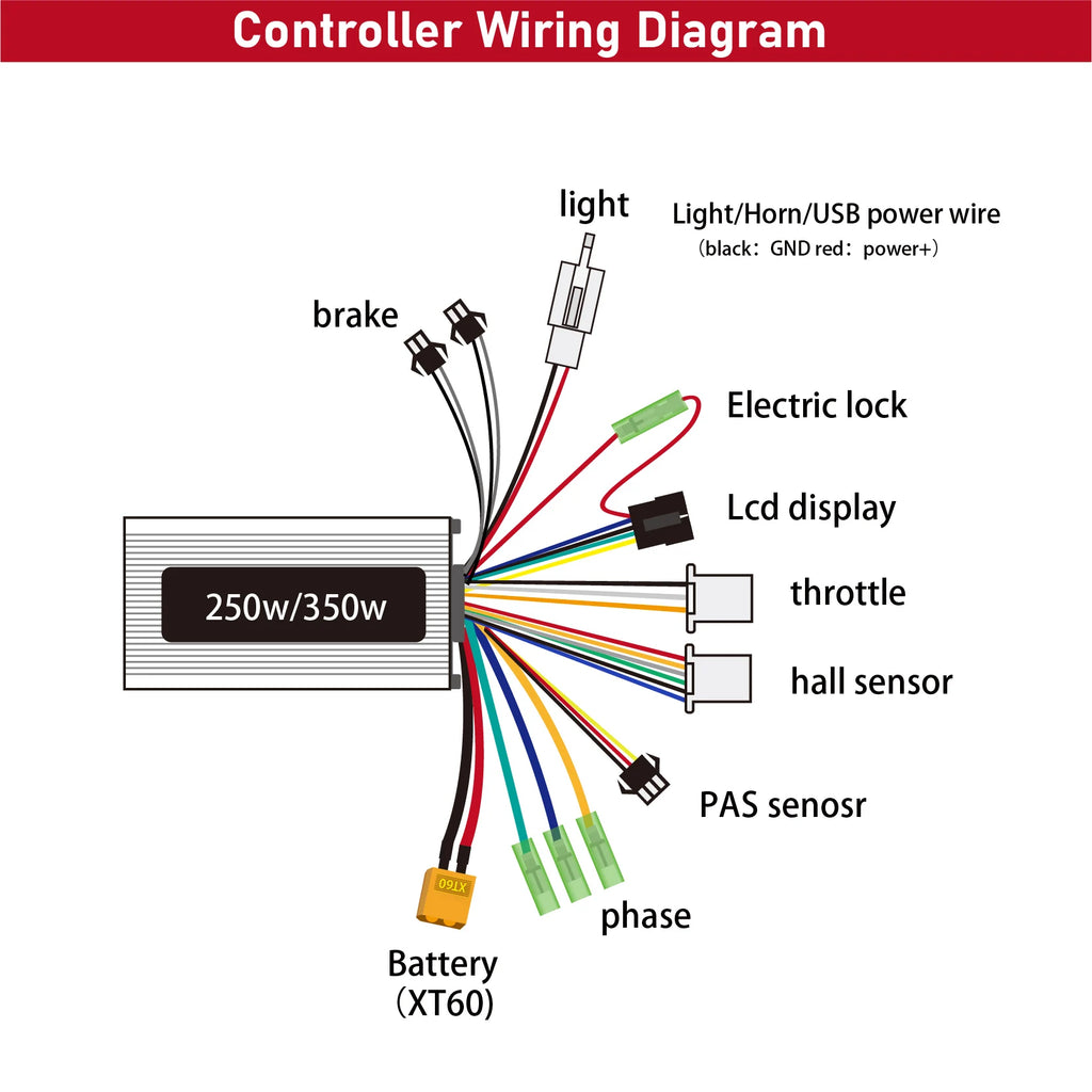 ZEMAKE EBike Controller 36V E BikeController For Brushless Motors 350W 250W Bicycle Conversion Kits