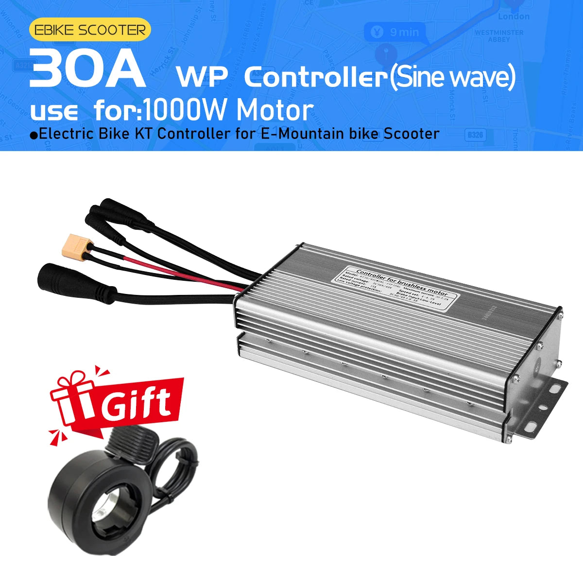 Electric Bike KT Controller 36V 48V14A26A30A35A Waterproof Brushless Motor 250W- 1500W 1T5 3pin E-brake for E-bike Scooter Parts