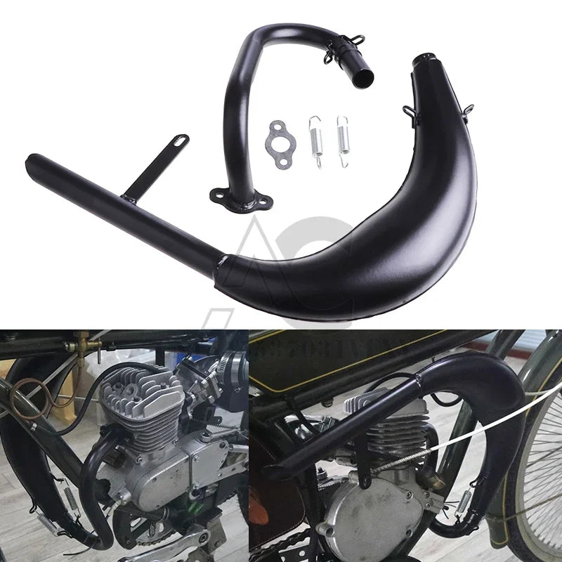 Exhaust Pipe Muffler Black Fit for 50cc 80cc 2 Stroke Bicycle Gas Engine Curved Exhaust Pipe Motorcycle Parts