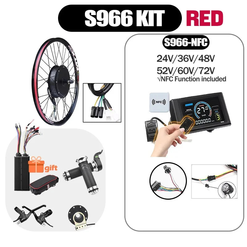 New Upgrade Ebike Conversion Kit MTX39 Electric Bike Motor Wheel 72V 5000W Rear Brushless Non-gear Hub Motor Wheel 3000W 2000W