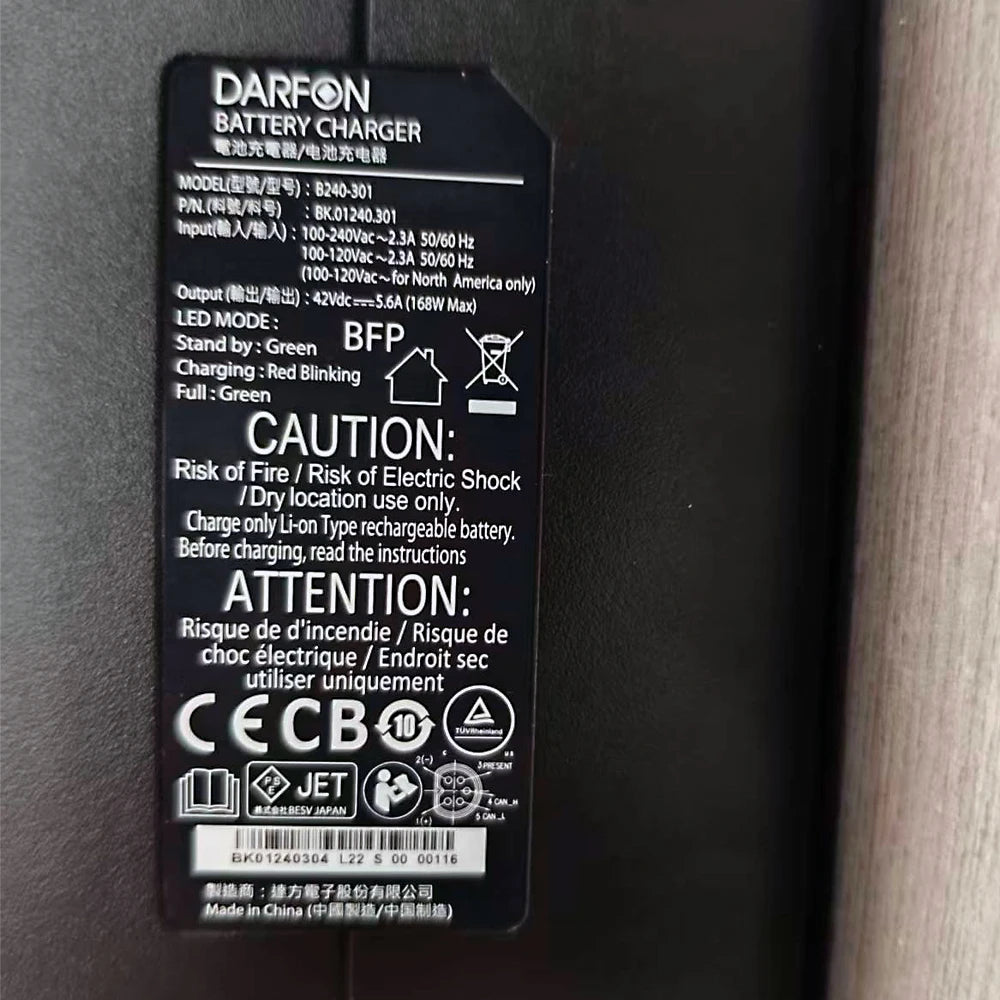 Darfon E-Bike Charger B240-301 Ladegerät  42V 5.6A 168W battery for Fischer,Devron charger electric bike lithium battery charger