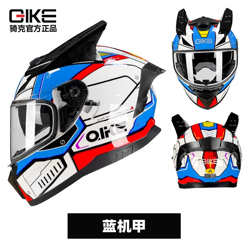 Qike Full-Face Motorcycle & E-Bike Helmet for Men and Women with Built-in Bluetooth, All-Season Use, 3C Certified Safety Helmet