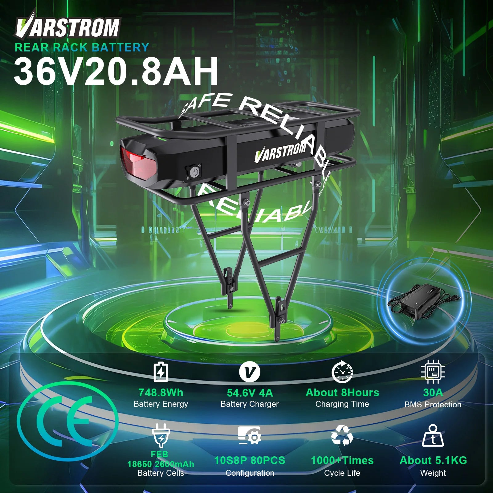 Electric Bike Rack Battery 52V 48V 36V 20.8Ah 18.2Ah Ebike Rear Rack City Shelf Bicycle Lithium Battery Pack for Bafang tsdz2b