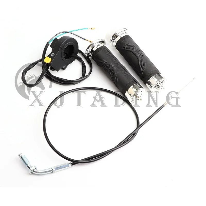 Motorcycle Handlebar Hand Grips Throttle Cable Kill Switch Set For 49CC 60CC 66CC 80CC Motorized Bicycle Push Bike Engine Parts