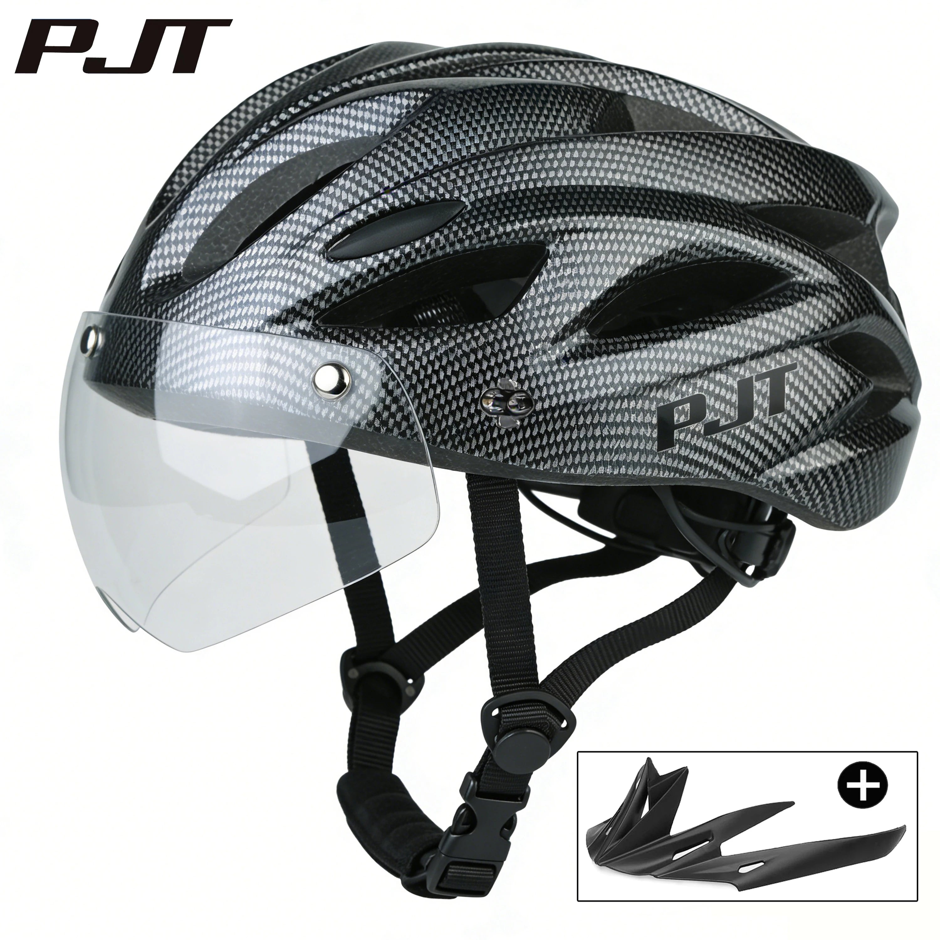 PJT Bicycle Helmet 4 In 1 With Magnetic Attraction Goggle Len /Sun Visor Safety Helmet Adult Bike Helmet Road MTB Cycling Helmet