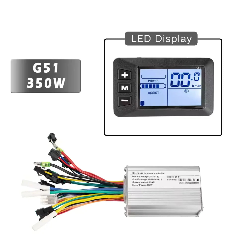 24V 36V 48V 250W-500W Electric Bike Controller with Display – E-Bicycle Conversion Kit Accessory