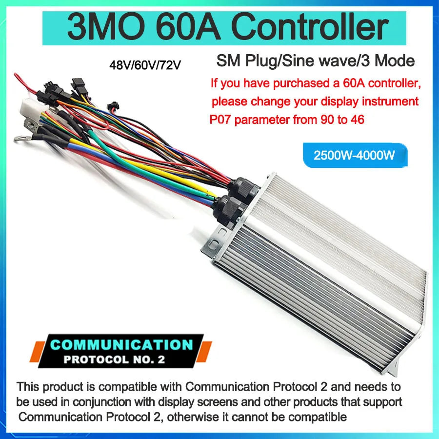 Ebike With Learning Function 17A26A30A35A 40A 45A 60A 80A Sine Wave 36V-72V Controller Three Mode Controller of Electric Bicycle