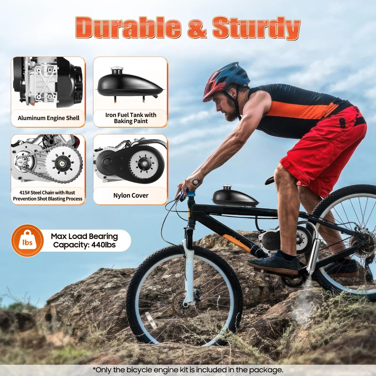 NEW 100CC Motorized Bicycle Kit Bike Engine Kit Single Cylinder 4-Stroke Gas Petrol Motorized Bike Engine Scooter