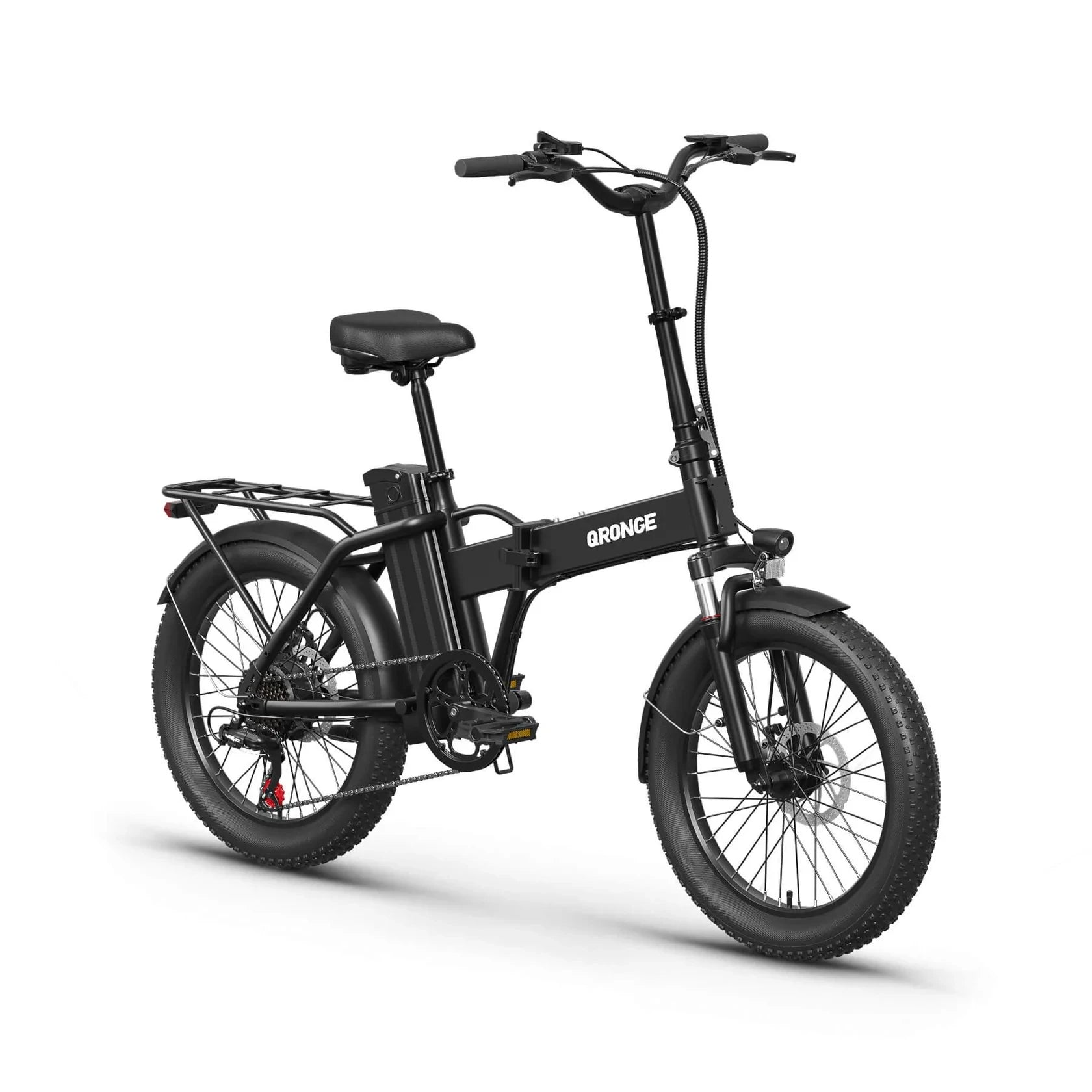QRONGE Waterfall Folding Electric Bicycle 1000W Peak 48V 13.5AH 20' Fat Tire Electric Bike 70 Max Miles E-bike Commute 28MPH Max