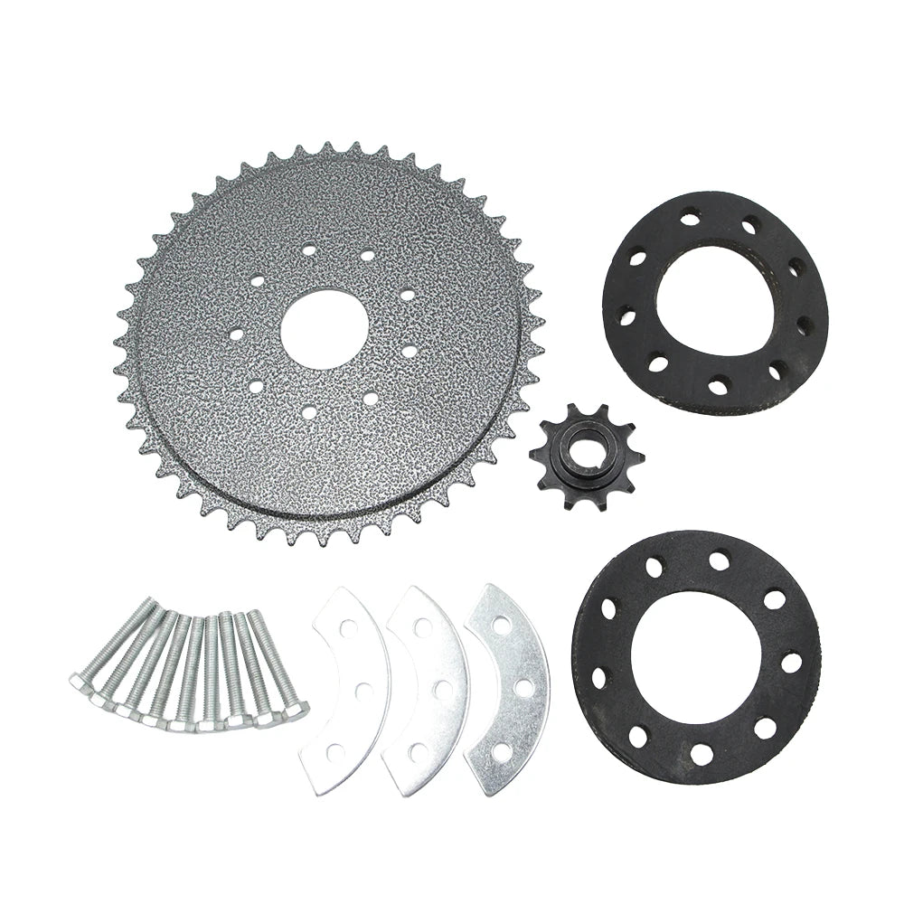 44T Rear Drive Sprocket Mount Pad Kit 415 Chain Fit 49cc 50cc 66cc 80cc Motorized Bicycle Engine Replacement Sprocket Set